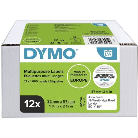 DYMO LabelWriter Boite de 12 rouleaux de 1000 étiquettes multi usages 32mm x 57mm (1/4)