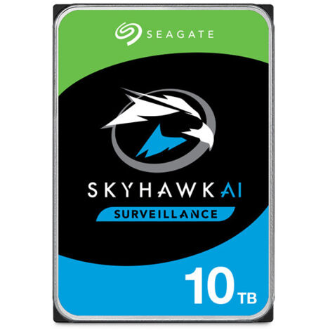 Disque dur Seagate SkyHawk 10 To 7200 tr/min – 3.5" – Optimisé pour surveillance vidéo – Fiabilité accrue pour enregistrements 24/7