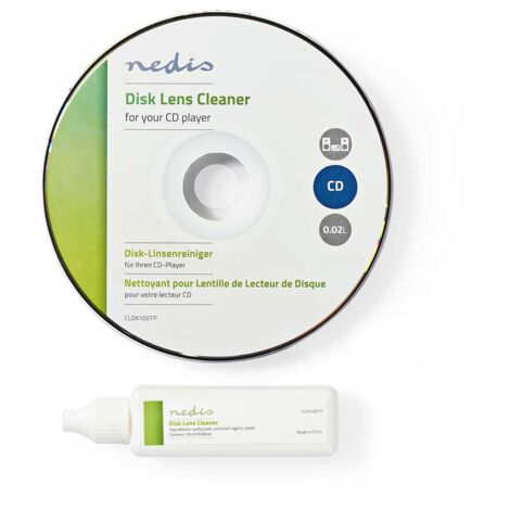 Nettoyant lentille disque 20 ml – Nettoyage rapide et efficace – Prolonge la durée de vie des lecteurs CD – Pour un son optimal – Nedis (1/3)