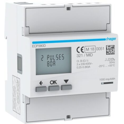 COMPTEUR TRI 80A MID - GESTION DU BATIMENT HAGER ECP380D (1/2)