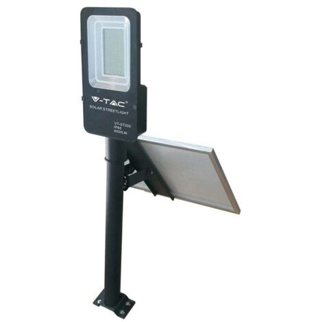 Lampadaire LED noir auto-alimenté V-TAC VT-ST-200 50W avec panneau solaire et télécommande 4000K IP65 – sku 5502 (1/5)