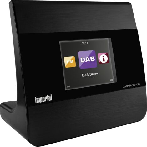 Imperial DABMAN i400 Adaptateur pour radio Internet DAB+, FM, Internet Bluetooth, DLNA, WiFi, radio internet compatible DLNA, multiroom noir S229891