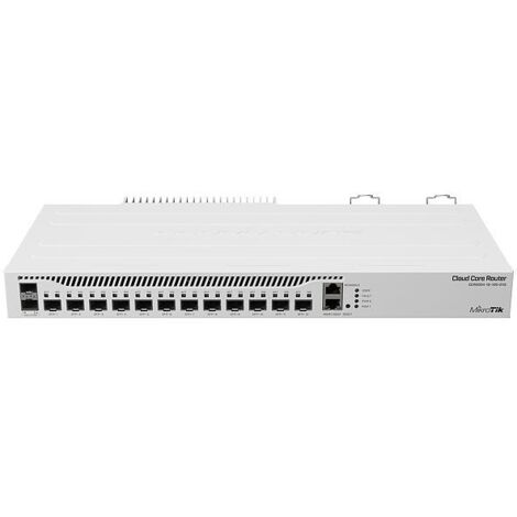 Routeur Mikrotik CCR2004-1G-12S+2XS. Nombre total de ports Ethernet : 13  Architecture : ARM 64 bits  4 cœurs de processeur.