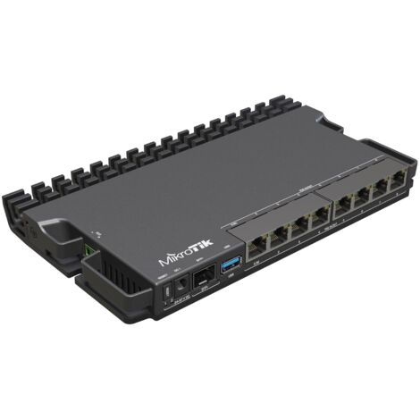 Routeur Mikrotik RB5009UPr+S+IN Nombre total de ports Ethernet : 9 Architecture : ARM 64 bits Cœur de processeur : 4 (1/3)