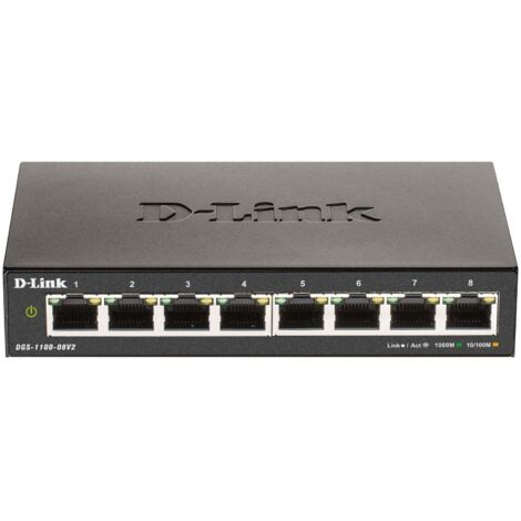 D-Link DGS-1100-08V2 Géré L2 Gigabit Ethernet (10/100/1000) Noir (1/3)