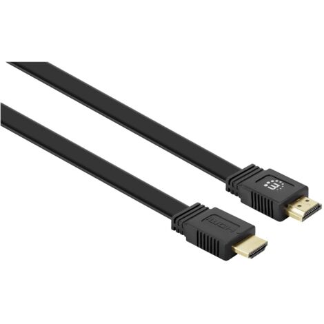 Câble de raccordement Manhattan HDMI Fiche mâle HDMI-A, Fiche mâle HDMI-A 15.00 m noir 355650 4K UHD, blindage double, plat, modèle plat Câble HD W060532 (1/5)