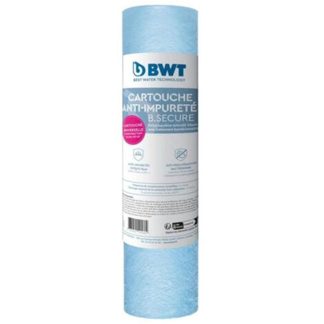 BWT – Cartouche filtrante 25µm antibactérienne – Filtration eau pour adoucisseur – Compatible filtres 10 pouces – Capacité 1500 litres