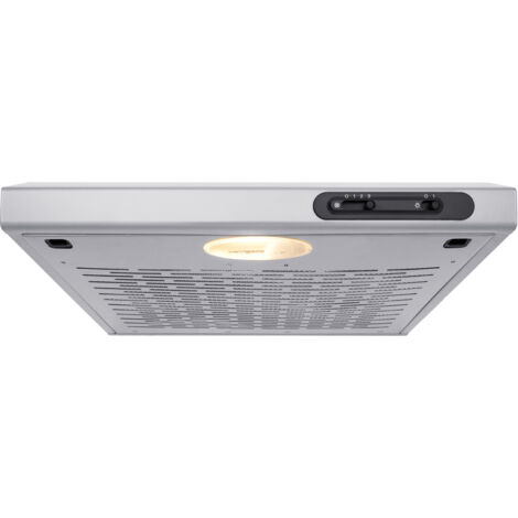 Respekta – Hotte casquette sous plan 50 cm – Évacuation air recyclé – Débit d'air 110 à 205 m³/h – Émissions sonores 52 à 68 dB – 3 niveaux de vitesse
