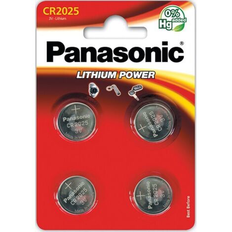 Panasonic – Piles bouton CR2025 – Tension 3V – Capacité 90% après 10 ans – Pour montres, clés de voiture, dispositifs médicaux