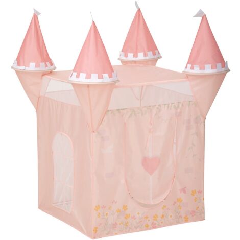Atmosphera – Tente pop up château princesse rose – Dimensions L. 130 x P. 78 x H. 78 cm – PVC/Polyester – Facile à monter et transporter