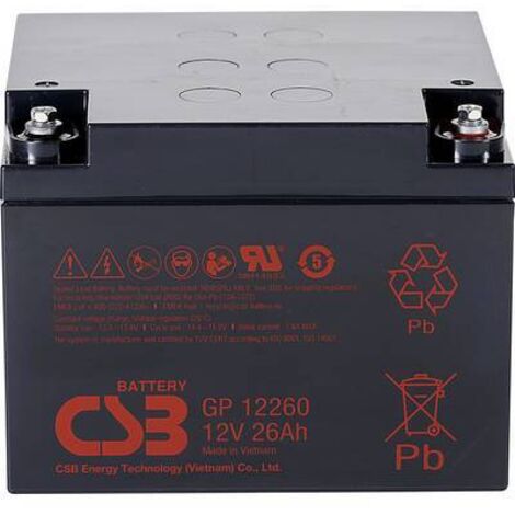 CSB Battery GP 12260 Standby USV GP12260B1 Batterie au plomb 12 V 26 Ah plomb (AGM) (l x H x P) 166 x 125 x 175 mm raccord à vis M5 sans entretien, a A601962 (1/2)