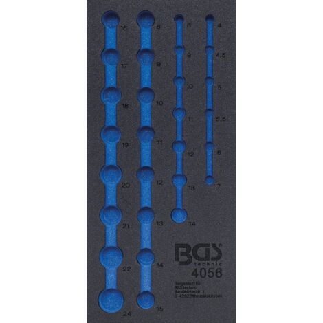 Accessoire rangement BGS insert mousse noir 189x32x408 mm