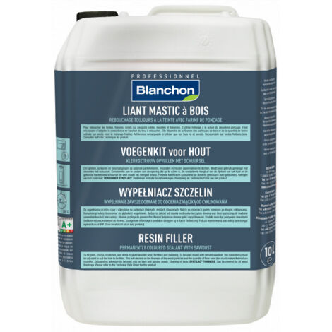 Blanchon – Mastic à bois incolore 10 litres – Résine rapide pour joints et fissures – Application jusqu'à 3 mm d'épaisseur – Séchage rapide