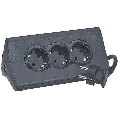 Legrand Bureaublok Multiprise - Prise Prise de distribution - 3X2P Schuko - 2X Hub USB - Randaarde Nederland - Support tablette - Noir (1/5)