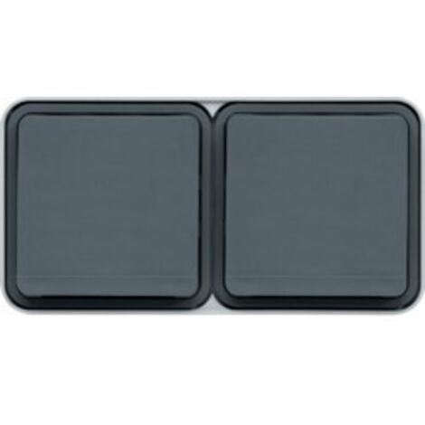 Hager – Double prise 2P+T horizontale étanche IP55 – Mécanisme complet encastré – Raccordement Quickconnect sans vis – Couleur gris