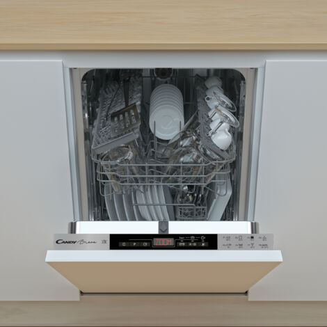 Candy – Lave-vaisselle intégrable 45cm – 10 couverts – Classe E – 8 programmes – Écran LED – Panneau tactile – Système de séchage condensation - CDIH2T1047