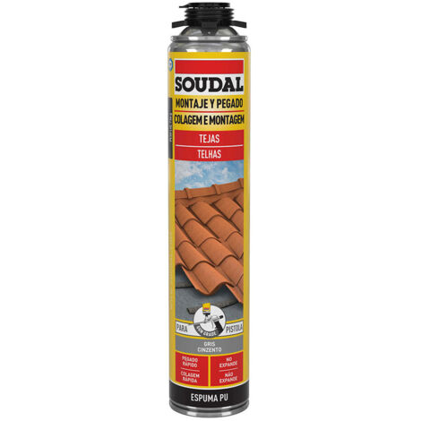 Soudal – Mousse polyuréthane expansive 750 ml – Résistante aux intempéries – Application précise avec pistolet – Pour béton, brique, métal, bois, PVC