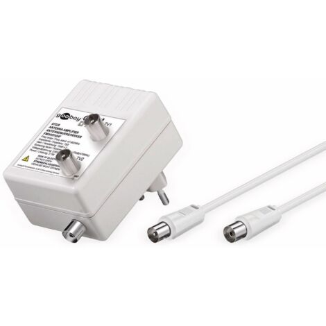 Amplificateur d'antenne 2 sorties 15-30 dB – Connexion jusqu'à 2 récepteurs – Image cristalline sans interférences – Pour télé et radio – Goobay
