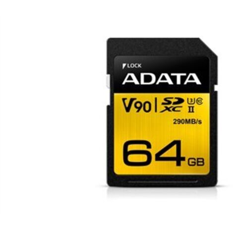 ADATA Premier ONE  Carte mémoire flash  64 Go  Carte mémoire SDXC UHS-II  Classe de vitesse UHS-II U3 / Classe 10 (1/3)