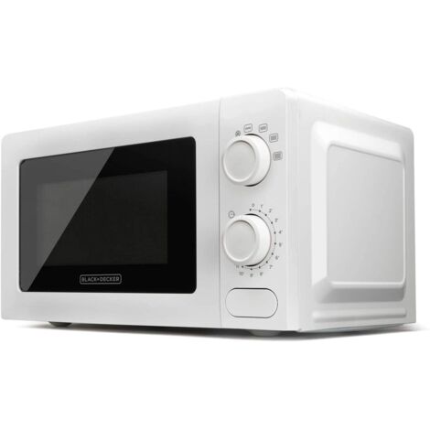 BLACK+DECKER BXMY700E - Micro-ondes de Capacité 20L de et puissance 700W de, 6 niveaux, fonction décongélation, minuterie 30 min, buzzer, plat de 245mm, design compact (1/4)