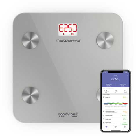 Rowenta Goodvibes LIFE BR9600 Carré Argent Pèse-personne électronique (1/5)