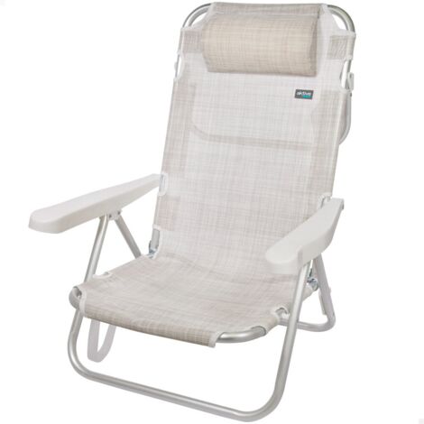 Chaise pliante multi-positions en aluminium Aktive Beach 62x48x83 cm - beige (1/5)