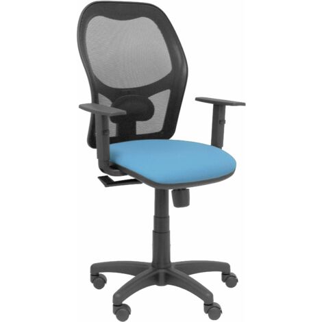 Chaise Alocén maille noire siège bali bleu ciel accoudoirs réglables (1/2)