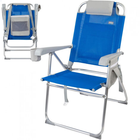 Silla de playa mochila plegable con cojín y bolsa térmica 61X66X99cm