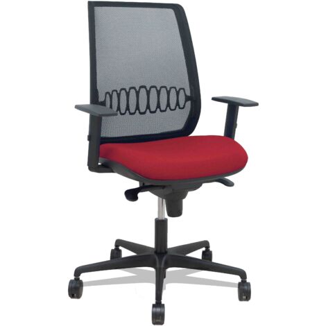 Chaise synchro Alares maille noire bali marron accoudoirs réglables (1/2)