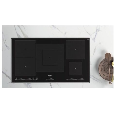 Whirlpool – Table de cuisson à induction encastrable 90 cm 5 feux – Finition noire élégante – Puissance 900 W – Sécurité intégrée