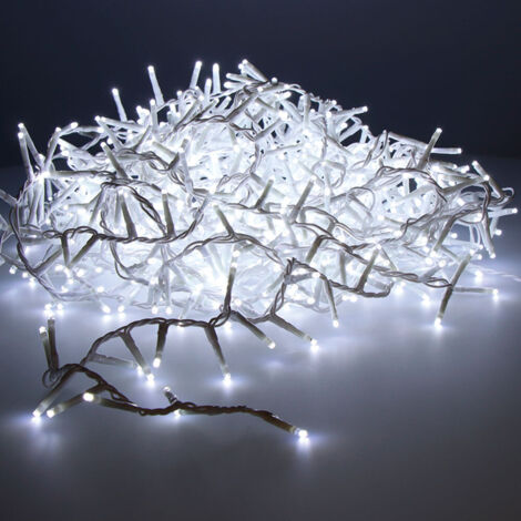 Guirlande Led Compacte Clignotante Exterieur Blanc Froid 16m 500l Cable Blanc, (1/3)