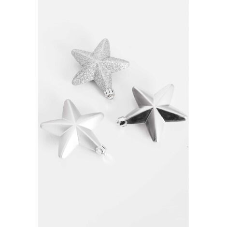 Décoration de Noël kaemingk lot 6 étoiles argent 7.5 cm (1/2)
