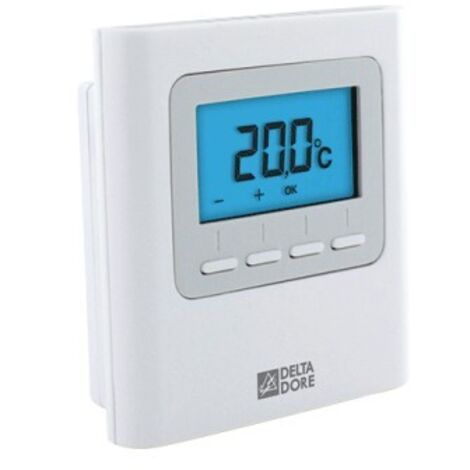 Delta Dore – Thermostat d'ambiance Minor 1000 blanc – Écran LCD rétroéclairé – Autonomie jusqu'à 10 ans – Compatible box domotiques TYDOM