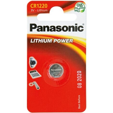Panasonic – Pile bouton CR1220 3V – Taux de décharge 90% après 10 ans – Plage de température -30°C à +60°C – Pour montres et dispositifs médicaux (1/5)