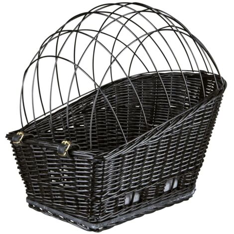 Panier à vélo pour chien – Grille de sécurité en métal – Charge maximale 15kg – Coussin en velours gris lavable – Trixie