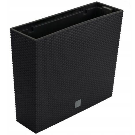 Pot de fleurs allongé 58x18x49,8 cm – Plastique anthracite – Capacité 38 litres – Insert interne et bouchon caoutchouc inclus – Tresice France - DRC600T