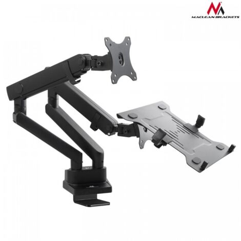 Maclean MC-813 Support de bureau noir ajustable en aluminium (1/5)