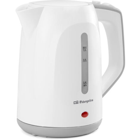 Orbegozo hervidor de agua KT 5011, 1 litro de capacidad, base 360 con recogecables, asa de tacto frío, libre de BPA, indicador exterior del nivel de agua, 1100 W (1/5)