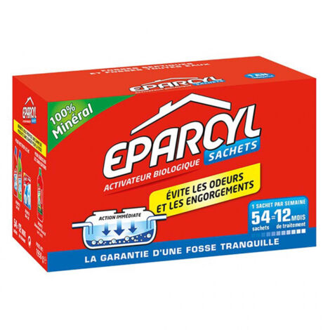 Activateur biologique pour fosses septiques – 54 doses – Efficacité prolongée contre mauvaises odeurs – Préserve l'environnement – Eparcyl