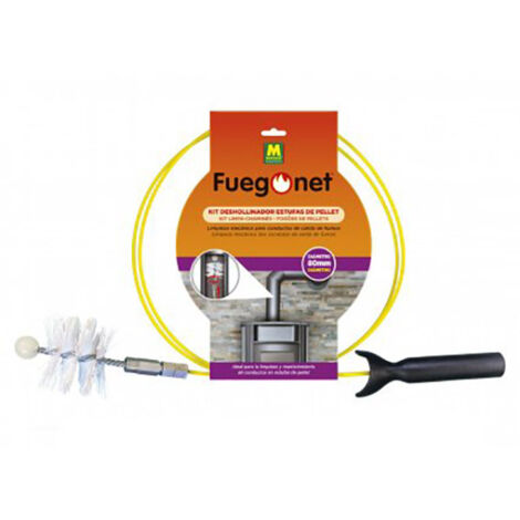 Kit ramoneur pour poêle à granulés – Brosse nylon 80mm – Tube fibre de verre 3m – Nettoyage conduits de fumée efficace – Fuego Net