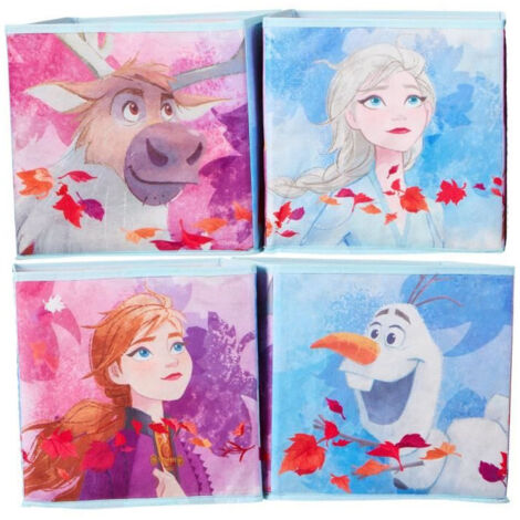 Lot de 4 cubes de rangement pliables la reine des neiges 2 Disney 28 cm (1/5)
