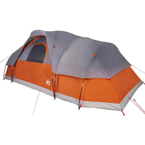vidaXL Tente à dôme 11 personnes gris et orange imperméable