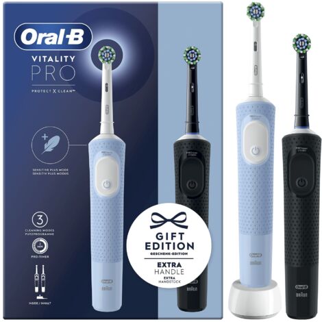 Oral-B Vitality Pro Duo Adulte Brosse à dents rotative oscillante Noir, Bleu, Blanc