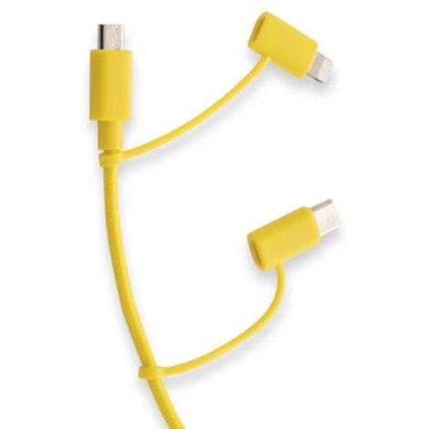Pantone PT-USB003Y1 câble USB 1,2 m USB A USB C/Micro USB A/Lightning Jaune (1/4)