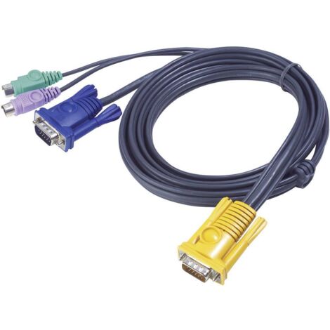 ATEN KVM Câble de raccordement [1x SPHD 15 mâle - 2x PS/2 mâle, VGA mâle] 1.80 m noir W09243 (1/4)