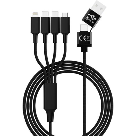 Smrter Câble de charge USB USB-A mâle, USB-C® mâle, USB-C® mâle, Connecteur Lightning , USB-Micro-B mâle 1.20 m noir SMRTERELITECBK W693052 (1/4)