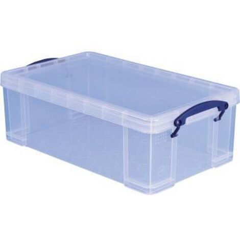 Bac de rangement gerbable 12L – Polypropylène transparent – Couvercle avec fermetures à étrier – Empilable et résistant aux intempéries (1/4)