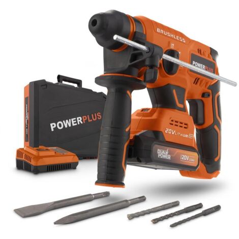 Dual Power Perceuse à Percussion sans Fil POWDP15640 - 4 en 1 : Perçage, Perçage à Percussion, Burinage et Rotation du Burin, Perceuse Batterie de 20 V et 3 J, sans Batterie ni Chargeur (1/8)