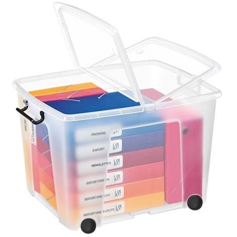 Boîte de rangement plastique Strata 75 litres avec roues - dim : H 41,5 x L 48,5  cm - Lot de 5 (1/2)