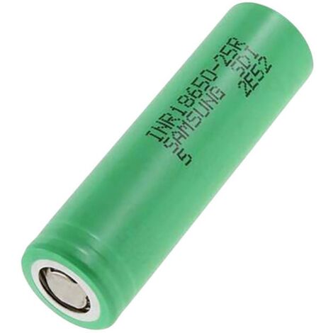 Samsung – Pile rechargeable 18650 INR1865025R – Li-Ion 2500 mAh – Résistante aux courants élevés jusqu'à 75 °C – Compatible appareils 18650